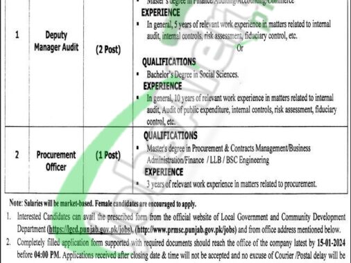 2024 Lahore Latest Advertisement For Jobs In Local Government And