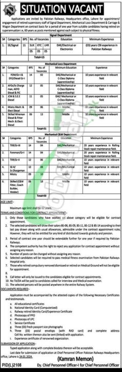 2024 Pakistan Railway Sub Engineer Jobs: Application Form Available For