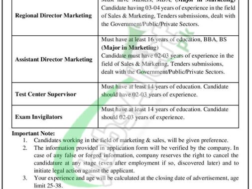 2024 Pakistan Testing Organization Invigilator Positions: Application Form For Download