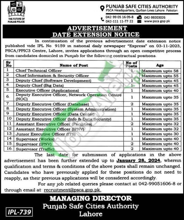 Apply Online For Punjab Safe Cities Authority (psca) Jobs 2024