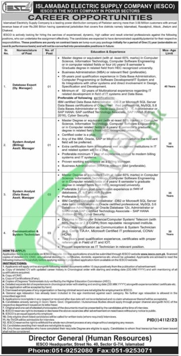 Apply For Iesco Jobs 2024 At Islamabad Electric Supply Company