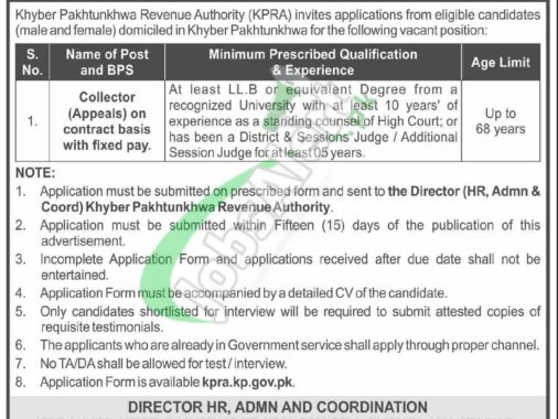 Download The Kpra Jobs 2024 Khyber Pakhtunkhwa Revenue Authority Application