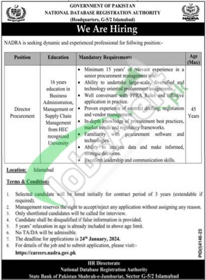 Employment Opportunities At Nadra Islamabad In 2024