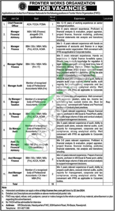 Fwo Jobs 2024 Advertisement Apply Online At Fwo.com.pk For