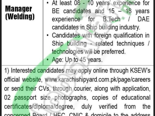 Job Opportunities At Karachi Shipyard And Engineering Works In 2024