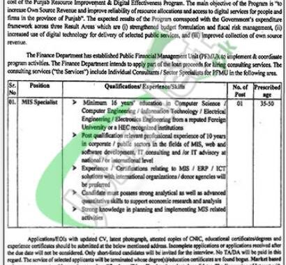 Job Opportunities In Punjab's Finance Department For 2024