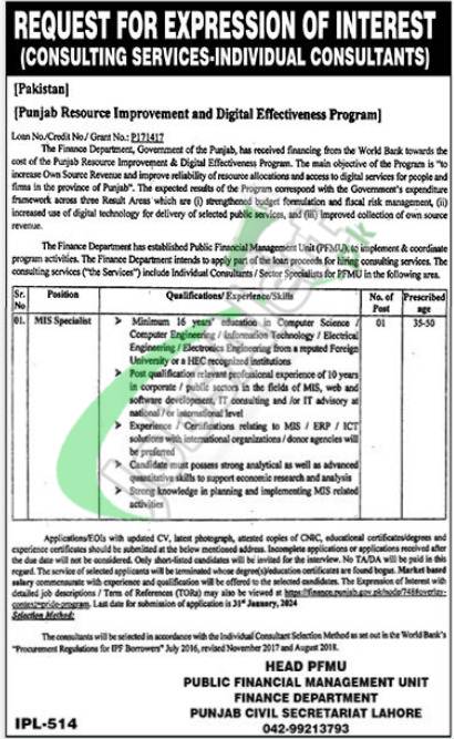 Job Opportunities In Punjab's Finance Department For 2024