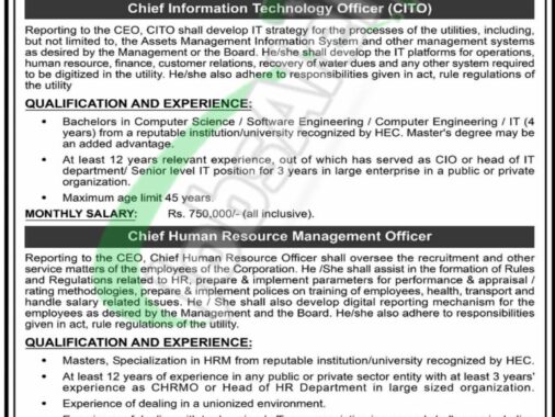 Latest Advertisement For 2024 Jobs At Karachi Water And Sewerage