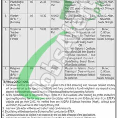 Latest Job Openings In Peshawar For Social Welfare, Special Education,