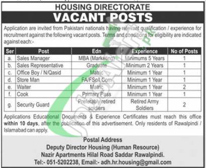 Latest Vacancies Advertisement For Jobs At Housing Directorate Ghq Rawalpindi