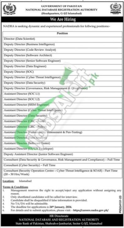 Nadra Job Applications For 2024 Now Open – Apply Online