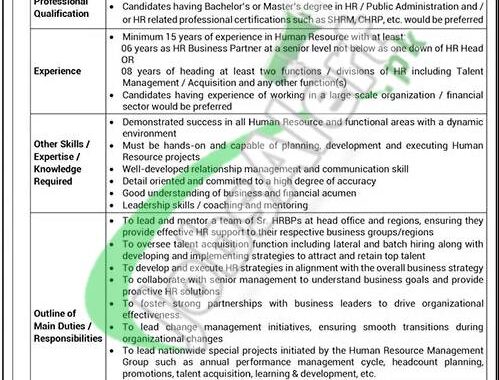 National Bank Of Pakistan Online Job Application Deadline 2024