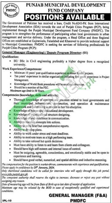 Online Application For Latest Advertisement Of Pmdfc Punjab Jobs 2024