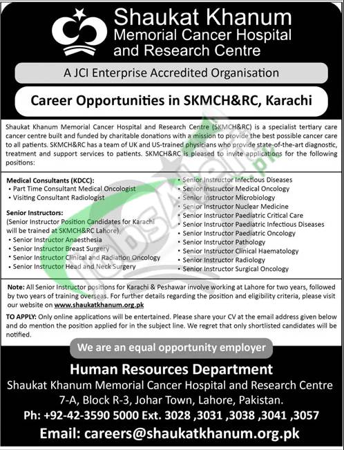 Online Application For Shaukat Khanum Hospital Jobs 2024: Download Application