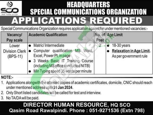 Opportunities For Career At Pakistan Army Headquarters Sco Rawalpindi In