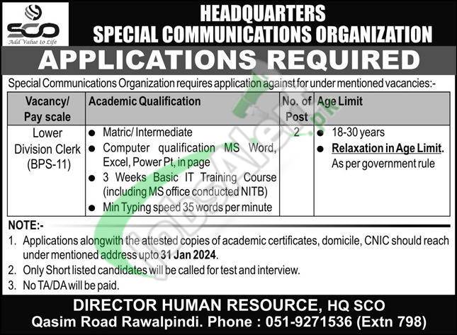 Opportunities For Career At Pakistan Army Headquarters Sco Rawalpindi In