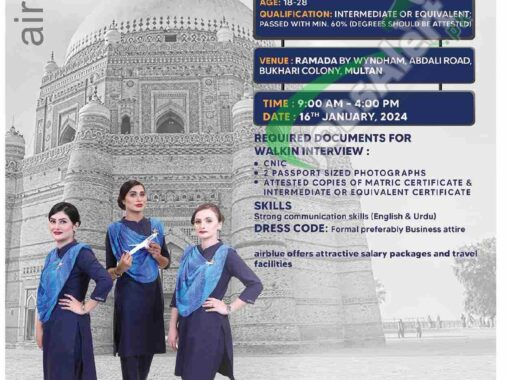 Opportunities To Join Air Blue Cabin Crew In 2024: Walk In Interview