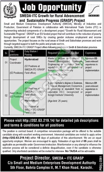 Small And Medium Enterprises Development Authority (smeda) Employment Opportunities In