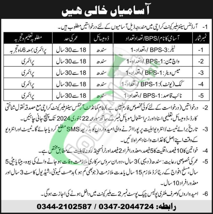 Test & Interview Date For Jobs At Pak Army Ordnance