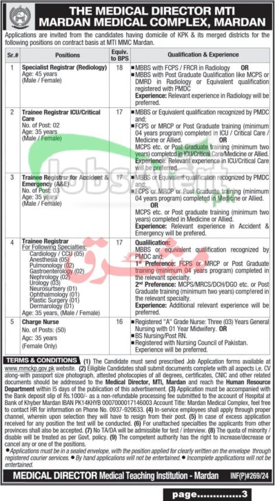 2023 Job Opportunities At Mardan Medical Complex (mmc): Apply With