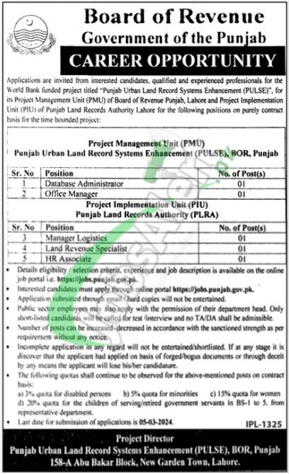 2024 Bor Advertisement For Punjab Jobs: Apply Online Through Board