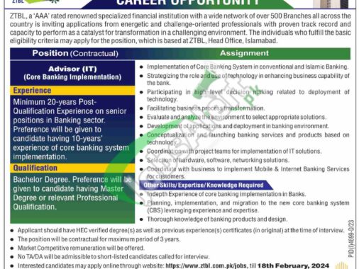 2024 Eligibility Criteria For Zarai Taraqiati Bank Limited Jobs