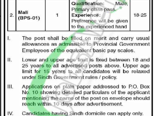 2024 Jobs At Public Sector Organization Po Box 10 Karachi