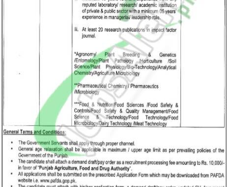 2024 Pafda Punjab Agriculture Food Drug Authority Jobs New