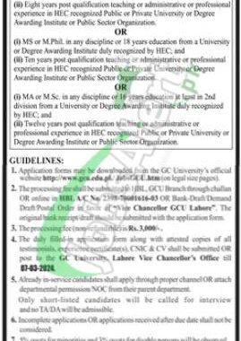 Apply For Jobs At Gc University Lahore In 2024