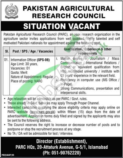 Download 2024 Parc Jobs Application Form From Www.parc.gov.pk