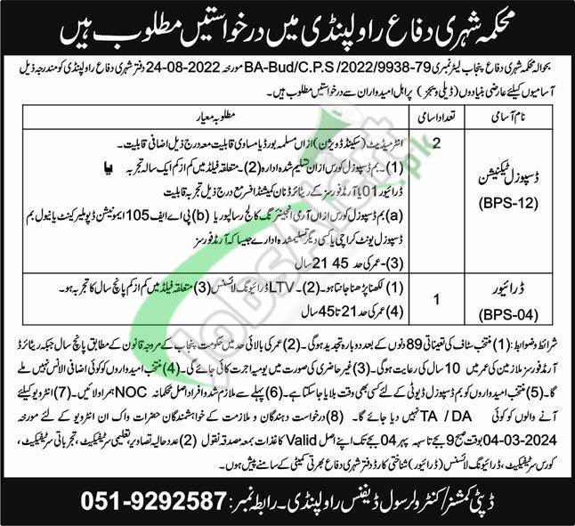 Latest Advertisement For Civil Defence Jobs In Punjab Rawalpindi In