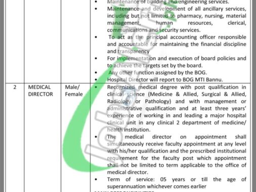 Latest Advertisement For Jobs At Medical Teaching Institution Bannu In