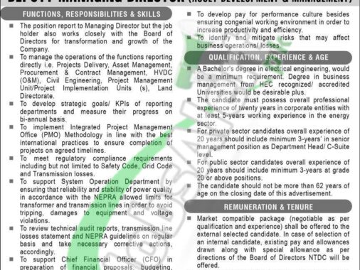 Ntdc Latest 2024 Job Openings: Apply Online For National Transmission