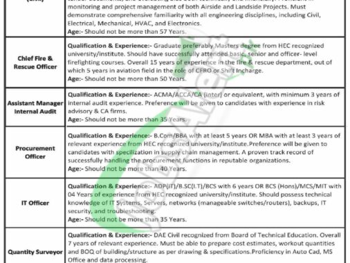 Online Application Form For Sialkot International Airport Jobs 2024 Available