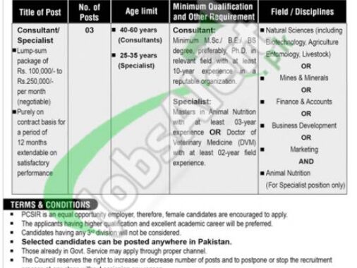 Pcsir Jobs 2024 Application Form Available For Download At Www.pcsir.gov.pk