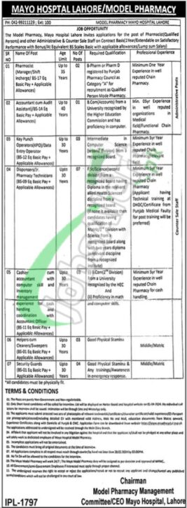 2024 Mayo Hospital Lahore Jobs: Model Pharmacy Eligibility Requirements