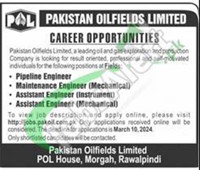 Apply Online For Jobs At Pakistan Oilfields Limited For The