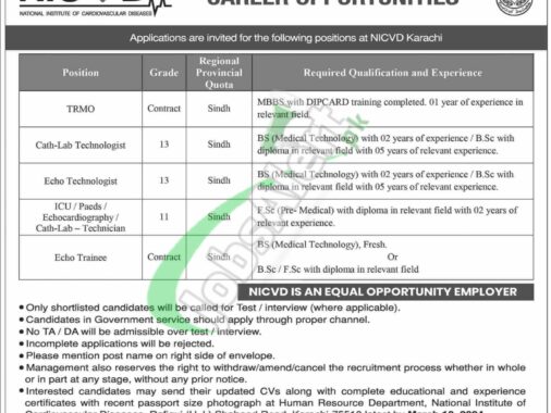 Apply Online For Nicvd Jobs 2024 At National Institute Of