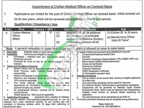 Apply For Pakistan Coast Guard Jobs 2024 Through Www.pakistan Coast