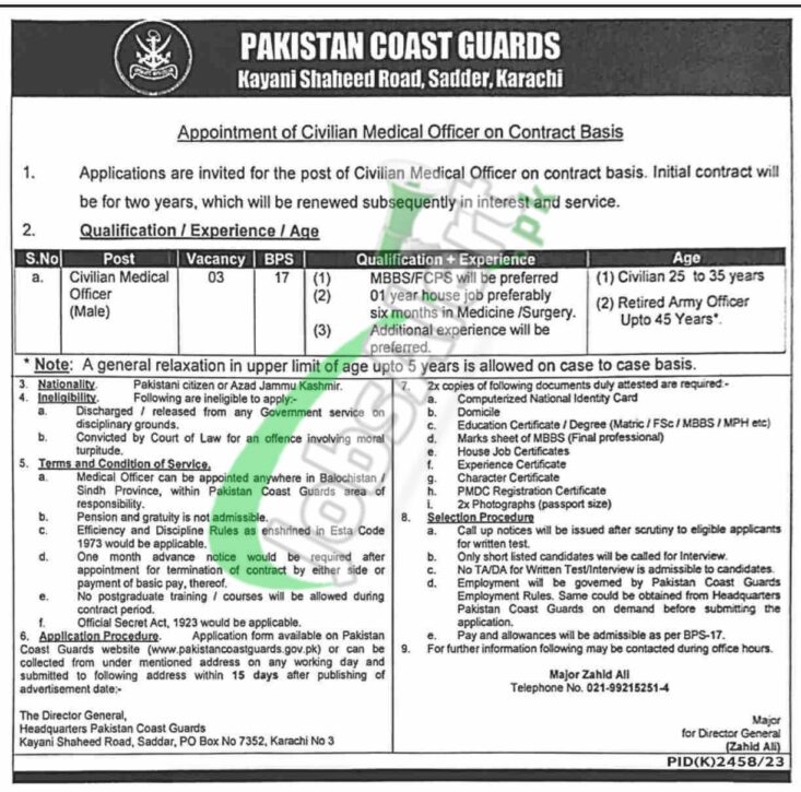 Apply For Pakistan Coast Guard Jobs 2024 Through Www.pakistan Coast