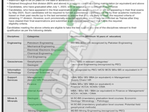 Apply Online For The Pakistan Petroleum Limited 2024 On The