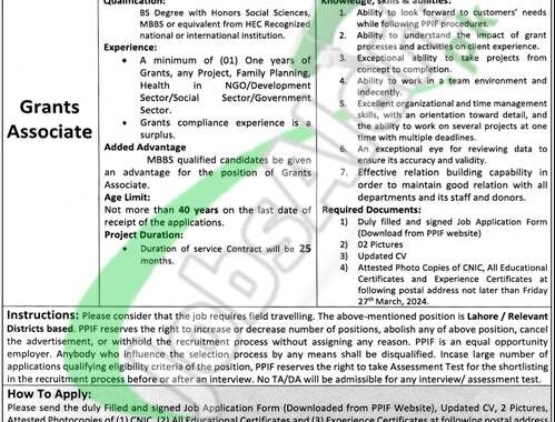 Career Opportunities In Punjab Population Innovation Fund (ppif) Jobs 2023