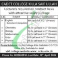 Download Application Form For Cadet College Jobs In Killa Saifullah