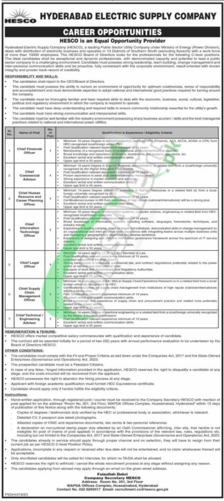 Download Online Forms For Hesco Job Opportunities In Hyderabad Electric