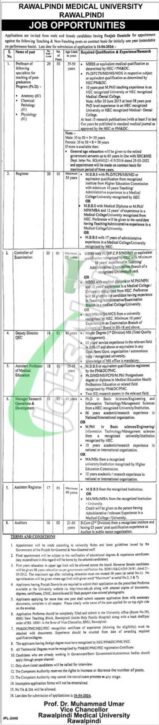 Download Online Rawalpindi Medical University Application Form For Rmu Jobs