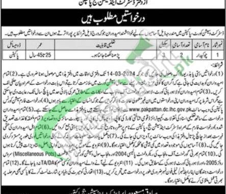 Download The 2024 Application Form For Jobs At Pakpattan District