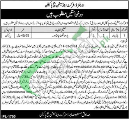 Download The 2024 Application Form For Jobs At Pakpattan District