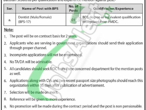 Employment Opportunities For Medical Professionals At Gilgit Baltistan Scouts In