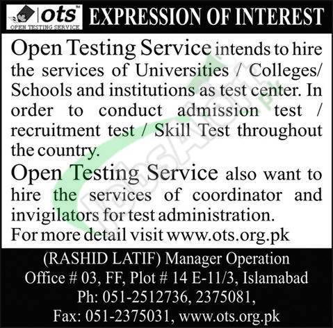 Latest Advertisement For Online Registration For Ots 2024 Invigilator Positions