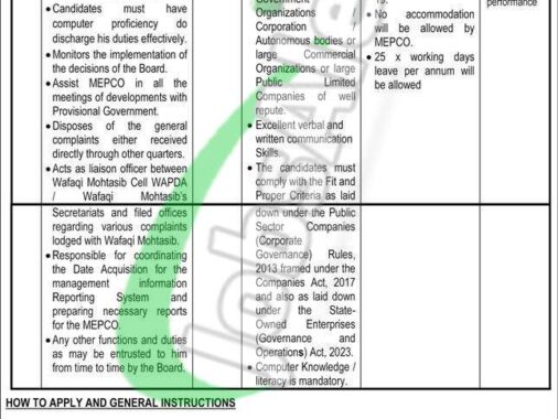 Latest Advertisement For Wapda Mepco Jobs 2024 Application Form